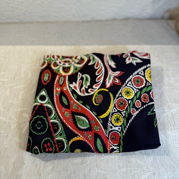 LOFT Navy Paisley Floral Print Shift Dress 4 V-Neck 3/4 Bell Sleeve. - Picture 5 of 11